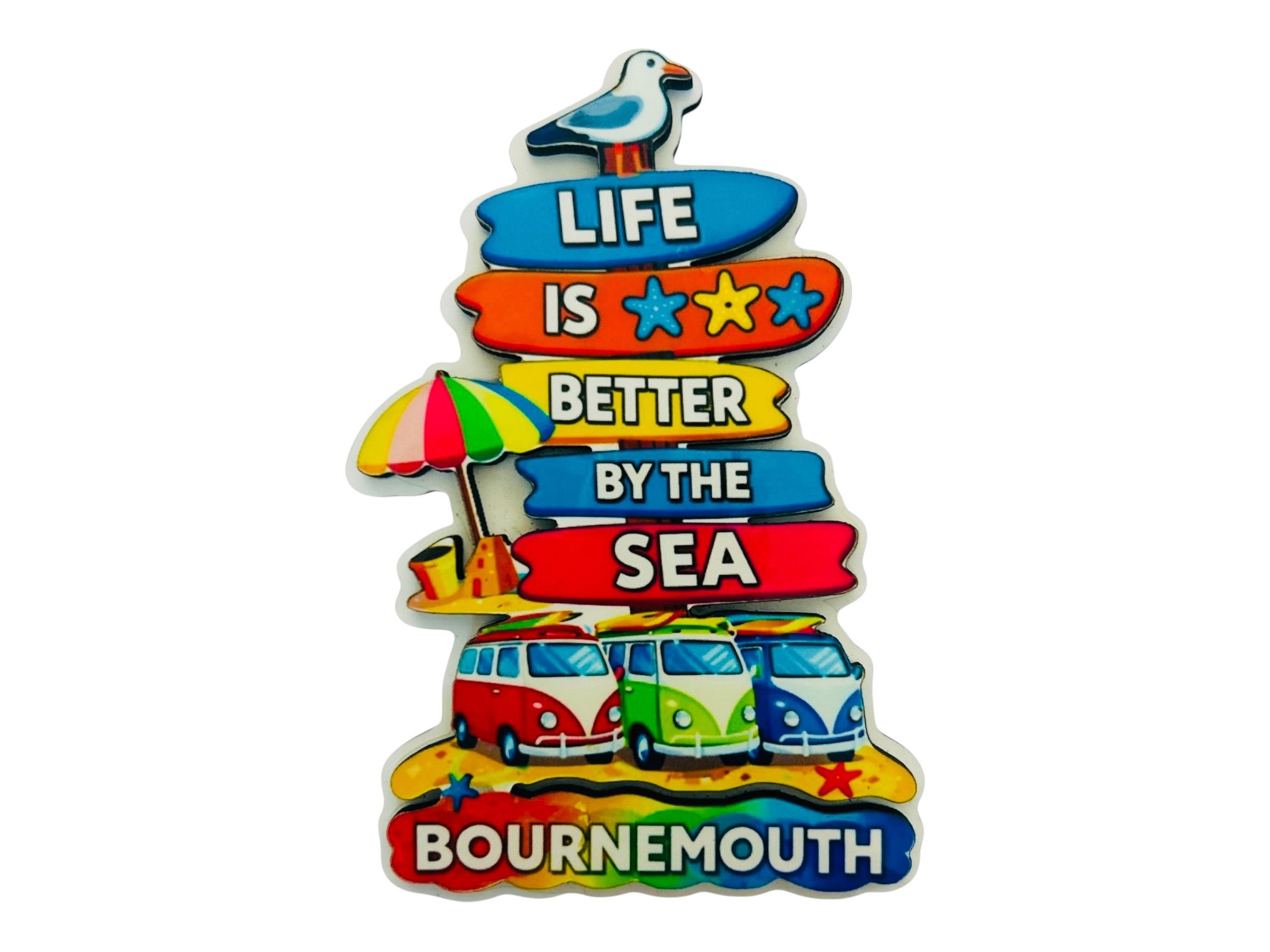 MDF Epoxy Signpost Surf Bus Magnet